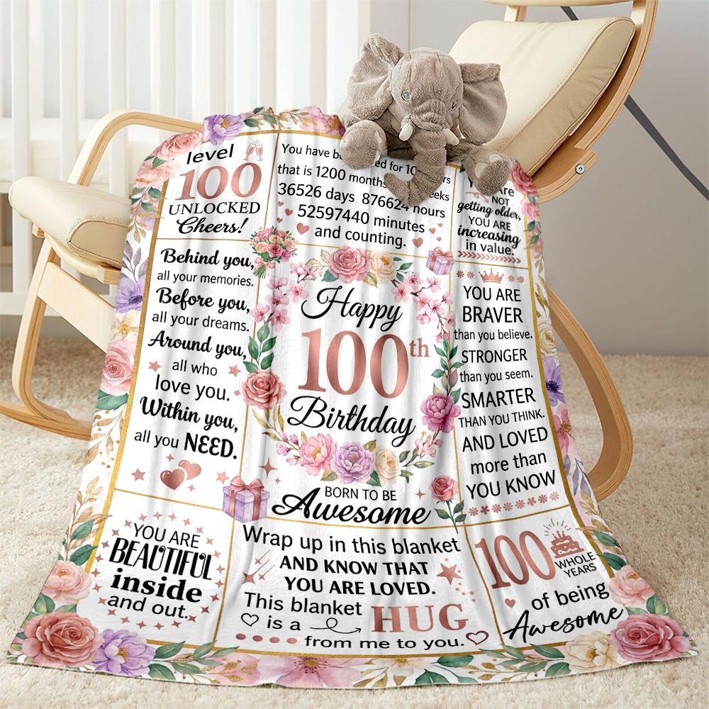 Vintage 1926 Anniversary Greetings Flannel Blanket-Soft and Suitable for Sofas,Beds,Offices,Travel,All Seasons,Great Gift for Holidays and Birthdays.