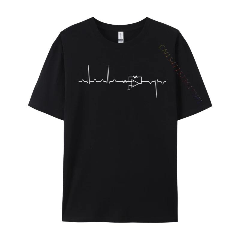 Electrical Engineering Heartbeat Inverter Custom Tshirts Discount Printing Cotton Men's Tops Tees Normal Top T-Shirts Wholesale