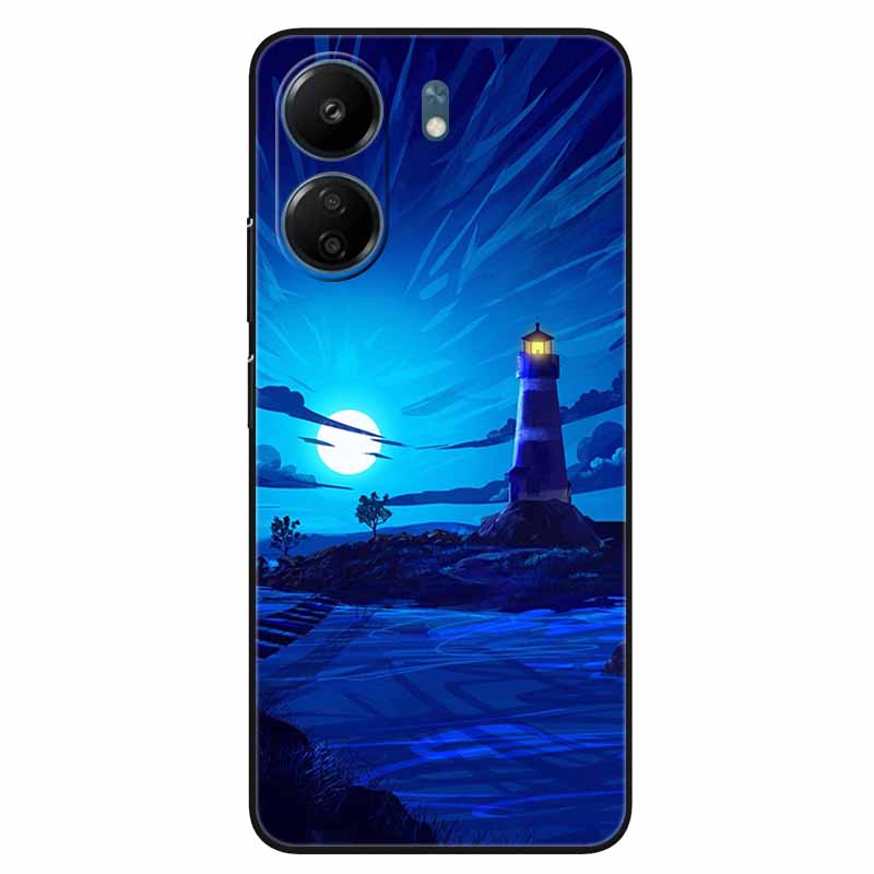 For Xiaomi Redmi 13C 4G Case Animals Painted Black Bumper Silicon TPU Coque for Redmi13C 4G 13 C Shockproof Covers Wolf Soft Bag