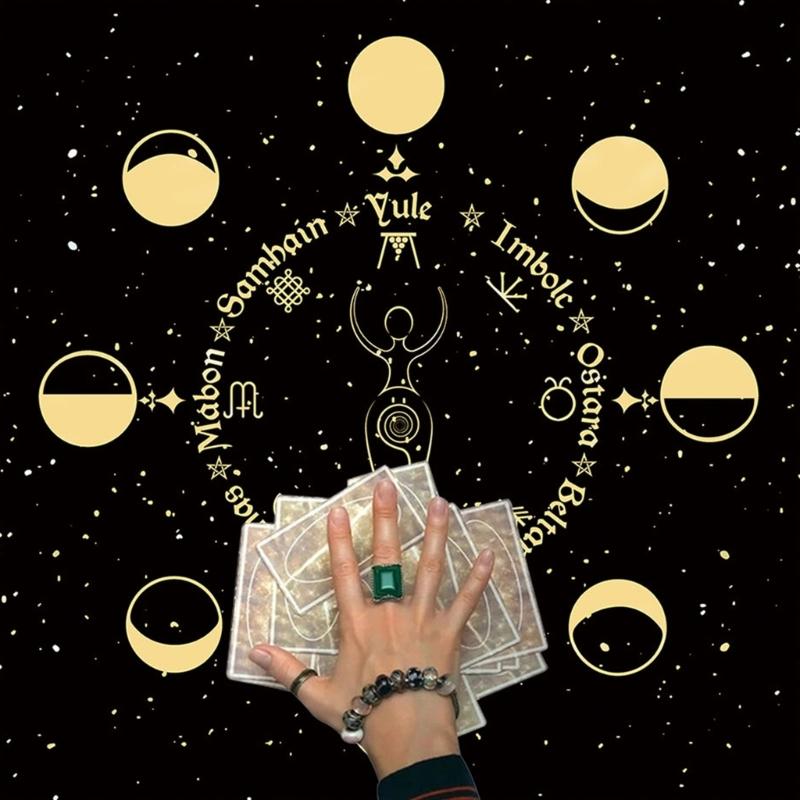 60x60cm Tarot Card Tablecloth Flannel Geometric Figure Divination Altar Cloth Board Game Oracles Card Pad Runes Support