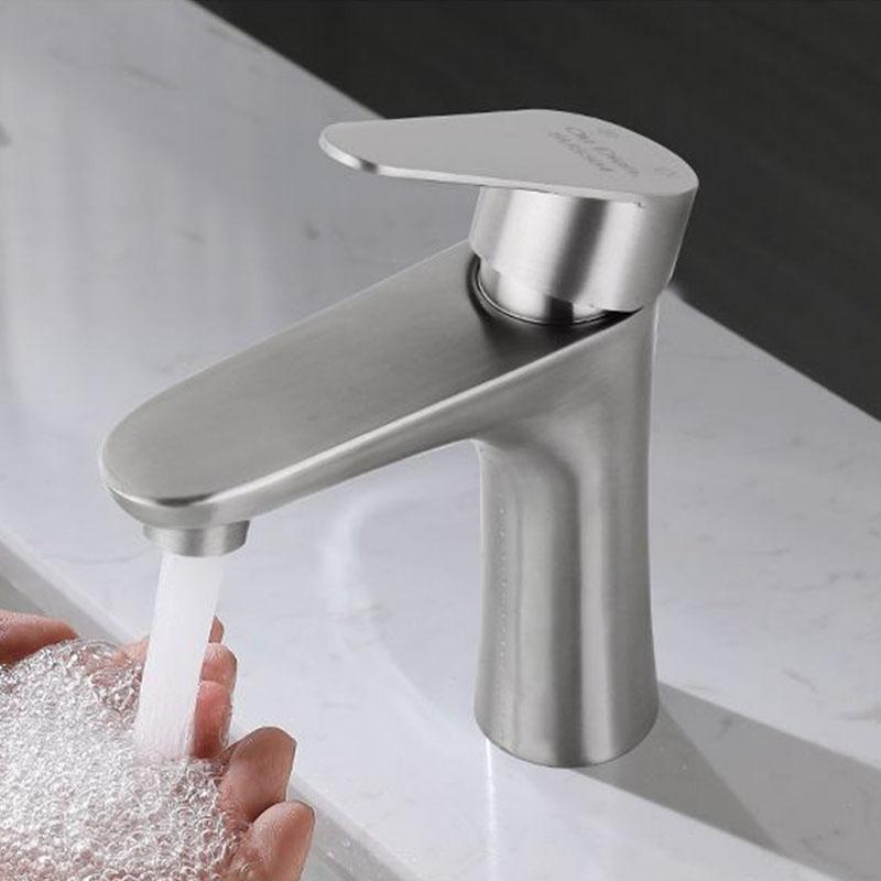 304 Stainless Steel Bathroom Faucet Thickened Material Basin Faucet Hot and Cold Mixer Faucet Single Handle Sink Tap