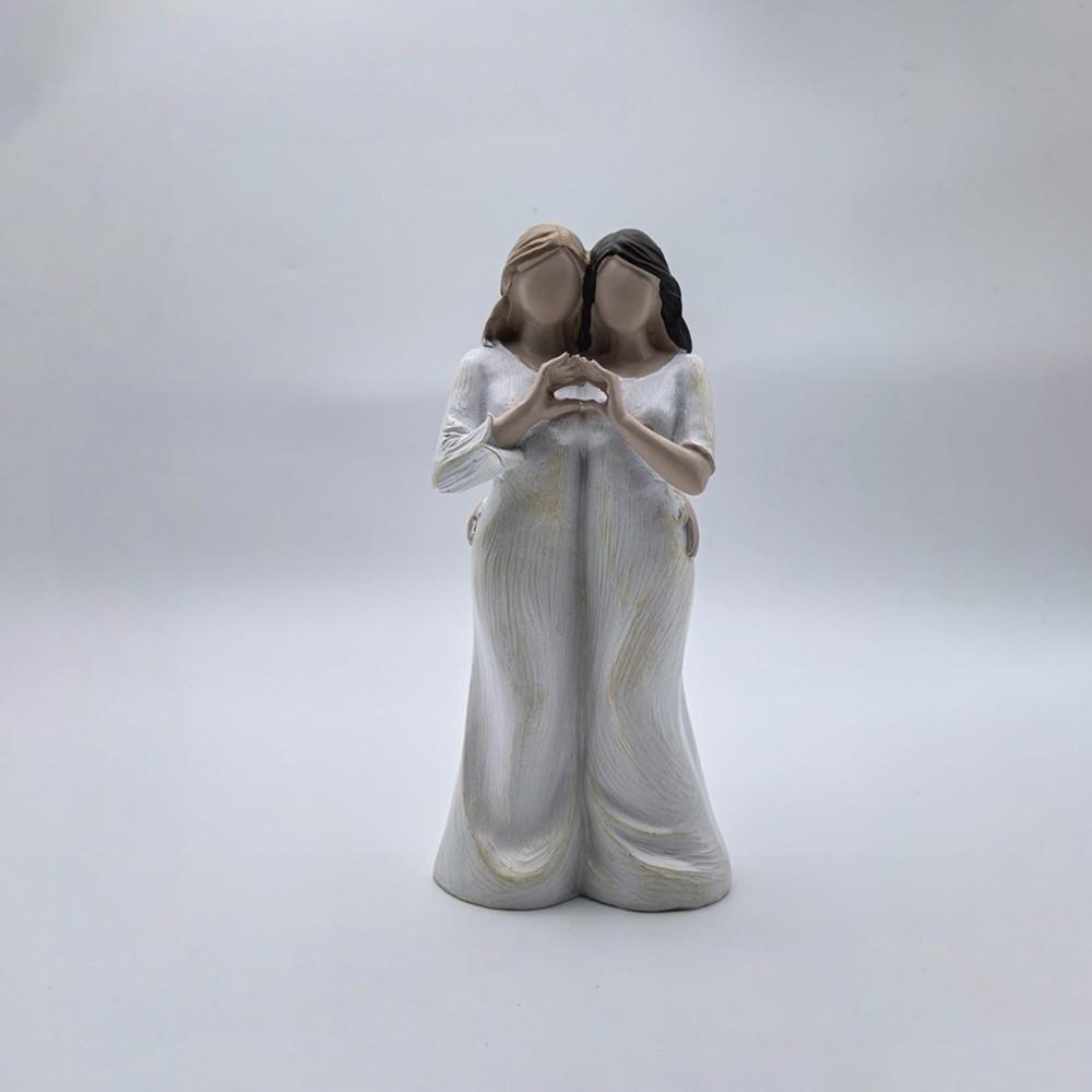 Resin Craft Mother and Daughter Statue Sister Family Sculpture Living Room