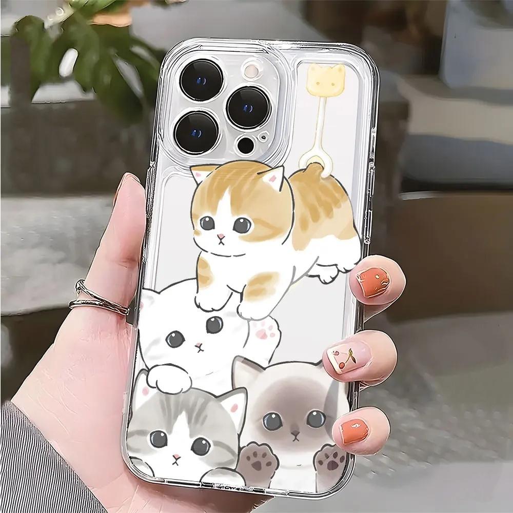 Süße Katze TPU Transparente Handyhülle Für IPhone 16 15 14 13 12 11 Pro Max 14pro 16pro 7 8 plus X XR XS Stoßfeste Weiche Hülle