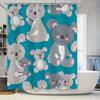 Koala Familie Baden Duschvorhang Dekor Mit Blauem Hintergrund Für Kinder Badezimmer Dekoration 180X207Cm (Mittlere Größe)