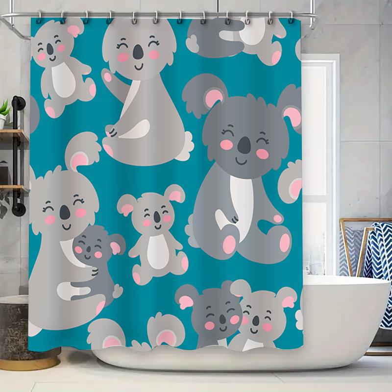 

Koala Family Bathing Shower Curtain Decor With Blue Background For Kids Bathroom Decoration 180X207Cm (Medium Size) W60H190(CM)-1 Pcs