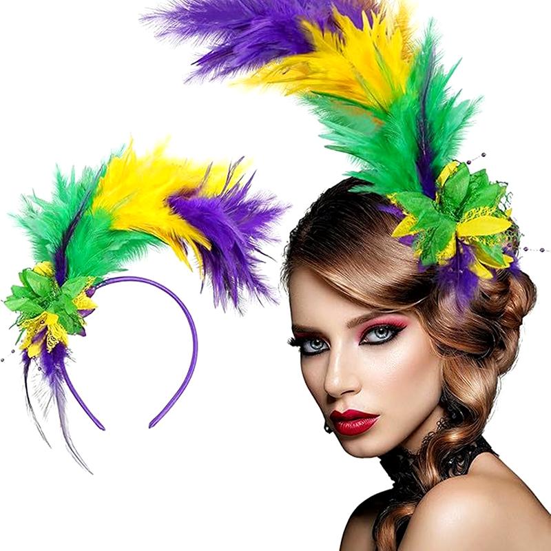 Women'S Feather Fascinator Colored Headband Hair Accessories For Women Tea Party Stage Performance Headpiece