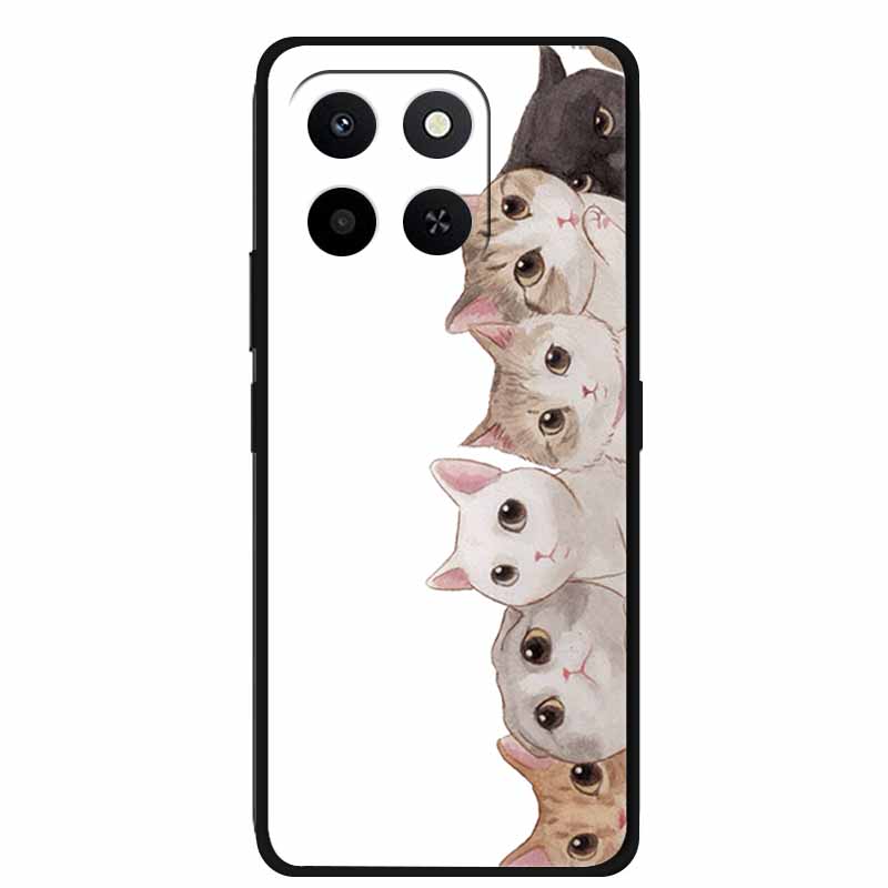 3D Emboss Case For Honor Play 10T 400 Smart 4G 5G Relief Flower Back Cover Black TPU Silicone Soft Case For Honor X7d 4G 5G Para
