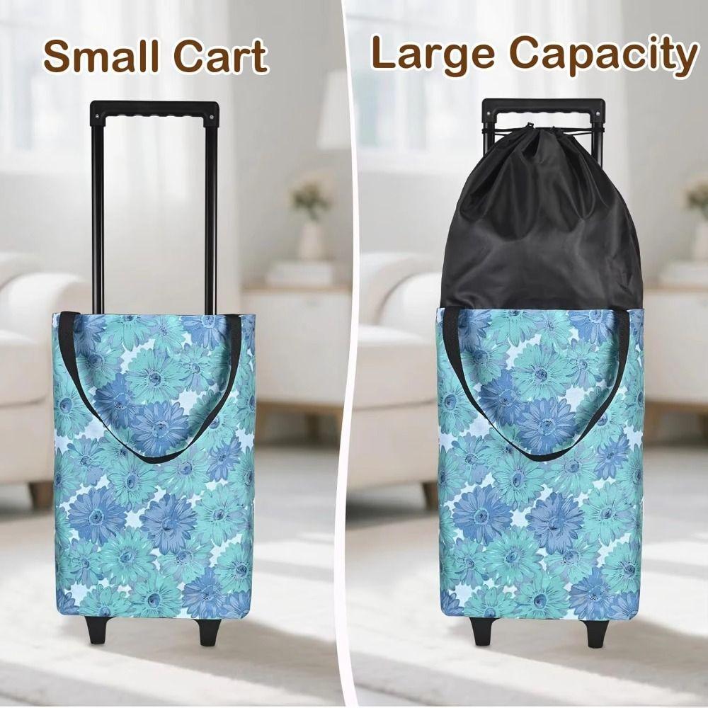 Bolsa de Compras Dobrável de Grande Capacidade com Rodas Impermeável Carrinho de Compras de Mão Entrega