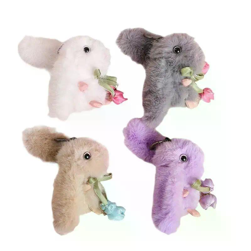 Cute Cartoon Plush Soft Tulip Bunny Pendant Keychain Backpack Hangings Decoration Gifts