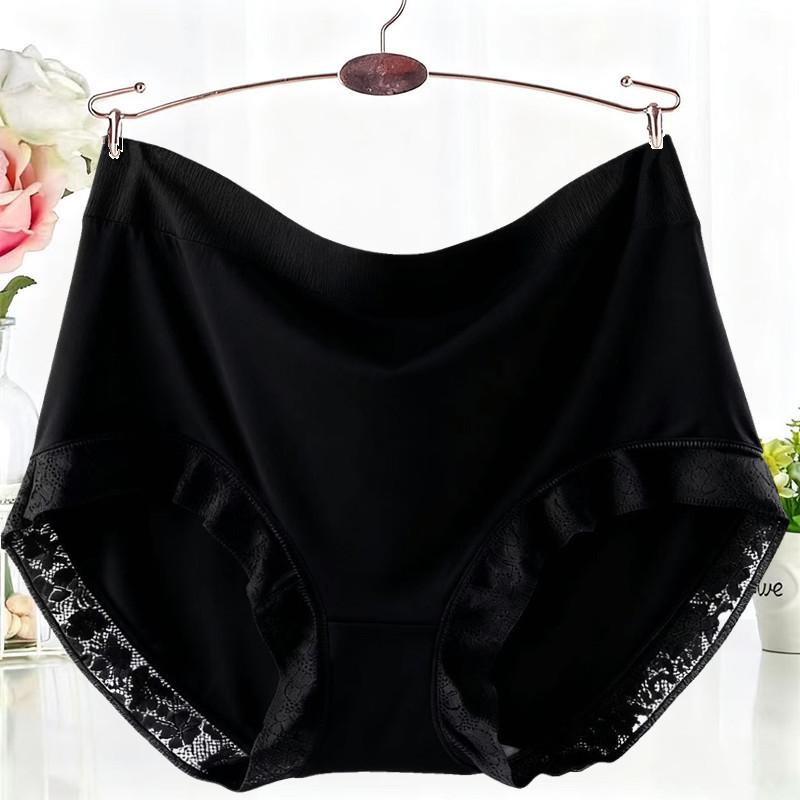 Large Size Women's Mid-waist Underwear Is Soft, Breathable, Comfortable and Skin-friendly, Daily with Lace Panties