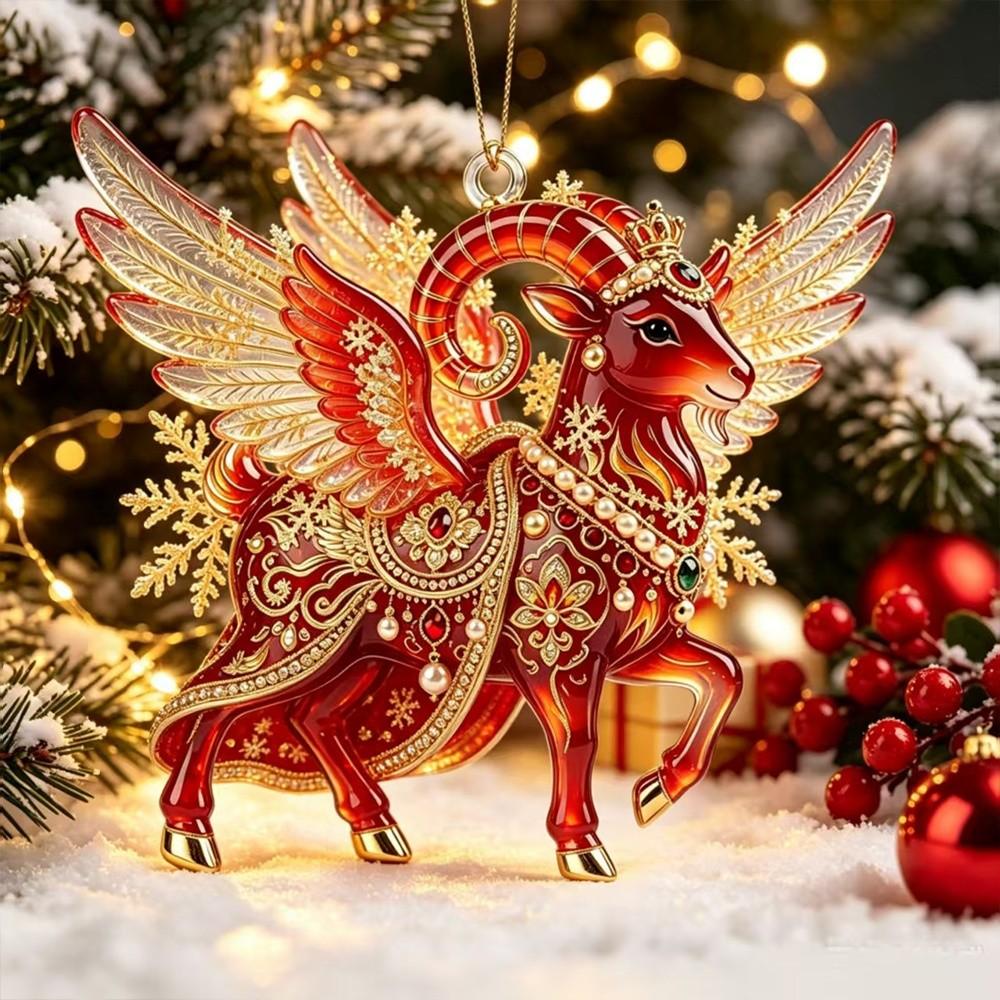 Acrylic Goat Pendant 2D Flat Christmas Tree Ornament New Zodiac Goat Souvenir  Holiday Party Decor