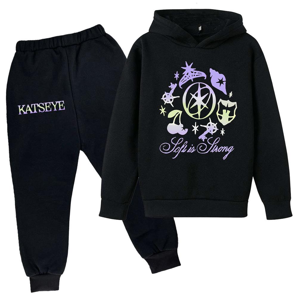 Plyšové kalhoty s dlouhým rukávem, volný svetr s kapucí, sada pro děti