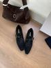 Niche Thick Heel Shallow Mouth Single Shoes 2025 Autumn New Retro Style Square Head Suede 2025 Mary Jane Shoes Grandma Shoes.