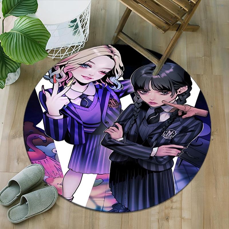1pc Addams Family Wednesday6 Print Round Carpet Chair Round Carpet Suitable for Bedroom Living Room Home Decorative Carpet