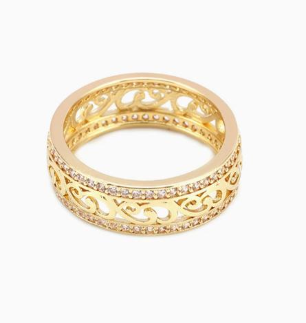 

Hollow Filigree Band Ring with Zirconia Stones Women Size 12 Inner Diameter 21 5mm Elegant Metal Alloy Design Fashion Jewelry One Size