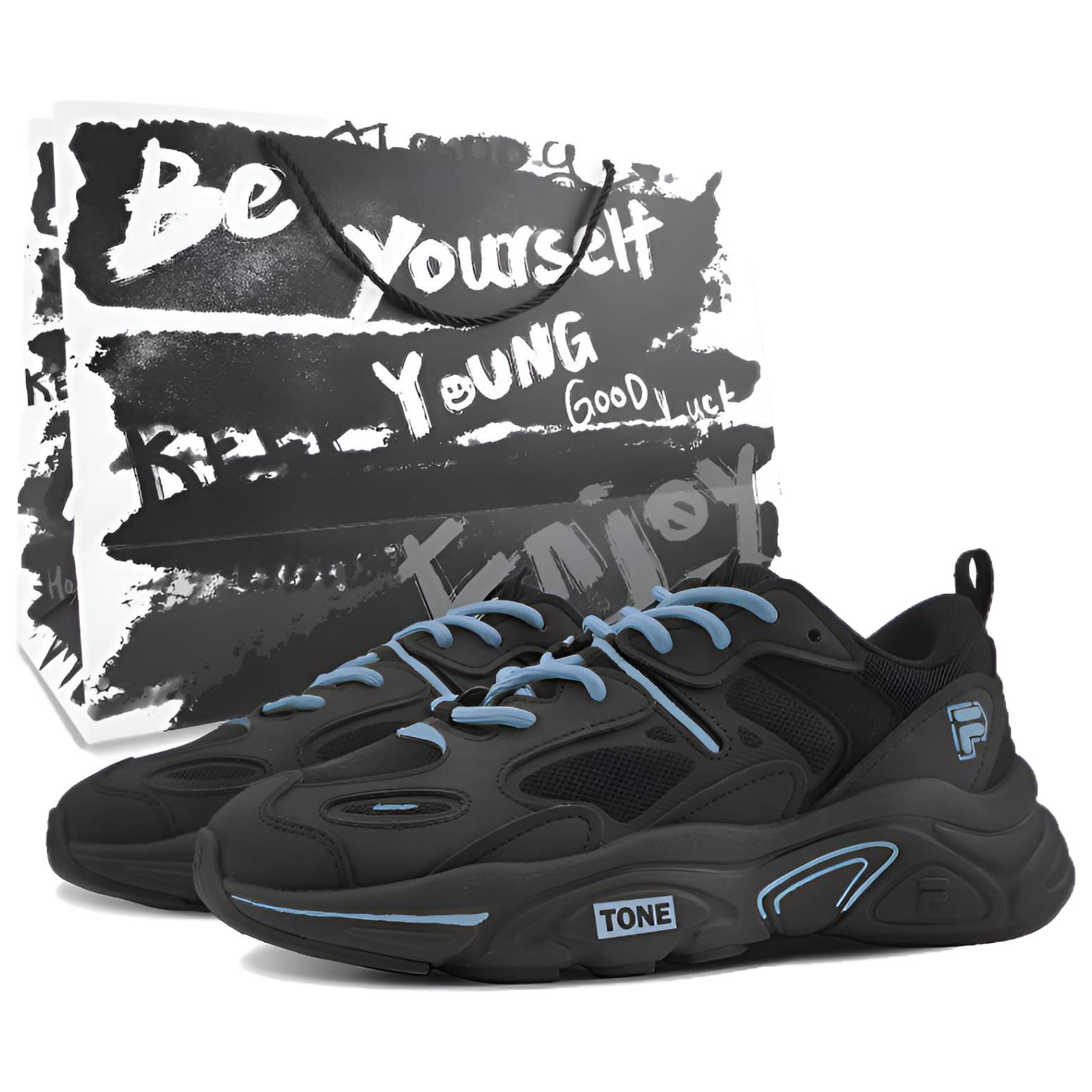 FILA Mars 2 Synthetic Leather, Mesh Height Increasing Abrasion Resistant Low top Chunky Sneakers Men s Autumn Wave Blue F52M522187FBK(Team1800-BOX) 43