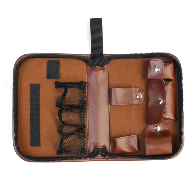 Golf tool kit, golf accessory kit, easy to carry, multifunctional, large capacity storage leather bag (accessories not included)