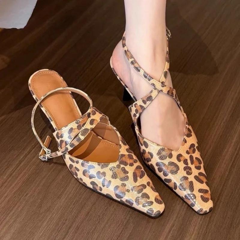 

Fashion 2025 New Brand Women Slipper Fashion Pointed Toe Slip On Ladies Elegant Mules Shoes Thin Low Heel Outdoor Dress Pumps 40 цветной печати леопарда