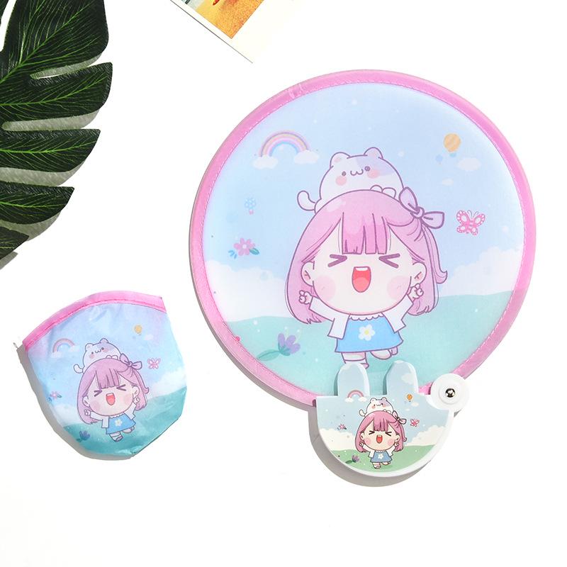 Children's Cartoon Mini Round Folding Fan - Portable and Compact Summer Fan for Kids and Adults