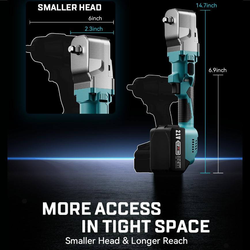 3200 RPM 1/2 " Cordless Right Angle Impact Wrench Brushness High Torque Ratchet Wrench Household Repair Power Tool Kit