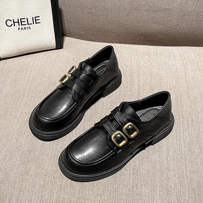 Slipper Britische Kleine Lederschuhe Damen Neu Retro Dicksohlige Loafer Weiches Leder Mittelhoch Plus Samt Schuhe