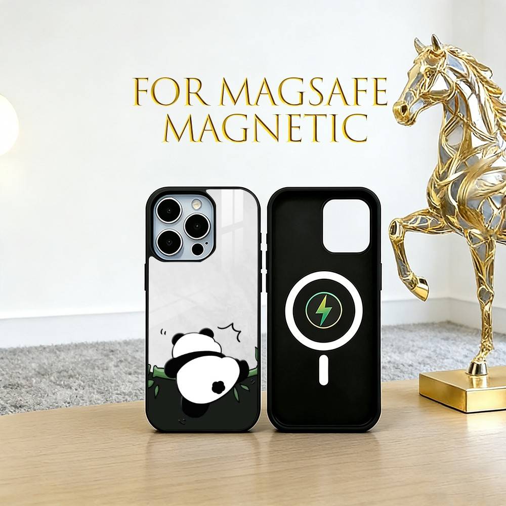 panda Phone Case For iPhone17,16,15,14,13,12,11 Plus,Pro Magnetic with Magsafe Wireless Charging