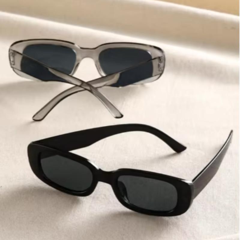 2pcs UV400 Protective Glasses Rectangle Frame Sunglasses For Women Men Candy Color Y2K Fashion Sun Glasses Outdoor Eyewear