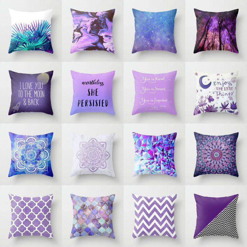 Pillow Case 18purple Sofa Waist Throw Cushion Cover Home Geometric Decor
