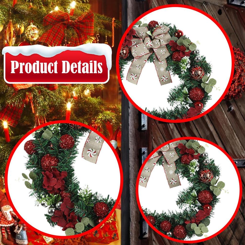 Christmas Wreath Door Artificial Ornament for Front Xmas Decoration