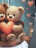 Men's Hooded Sweatshirt, Blending Modern Minimalism with Streetwear Style, Featuring a Fashionable Print of Two Bears Holding Hearts. High-quality,