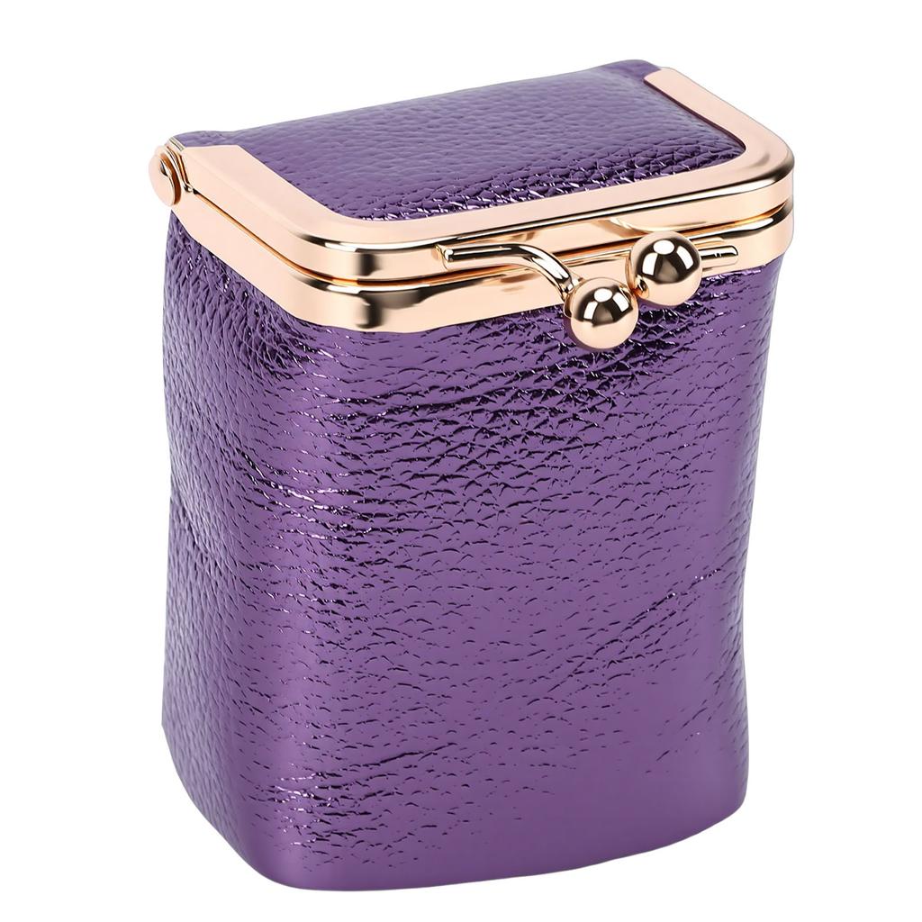 Étui à rouge à lèvres en cuir avec miroir Fermeture métallique Pochette de maquillage Mini étui cosmétique de voyage pour femmes Porte-cartes de crédit Cadeau