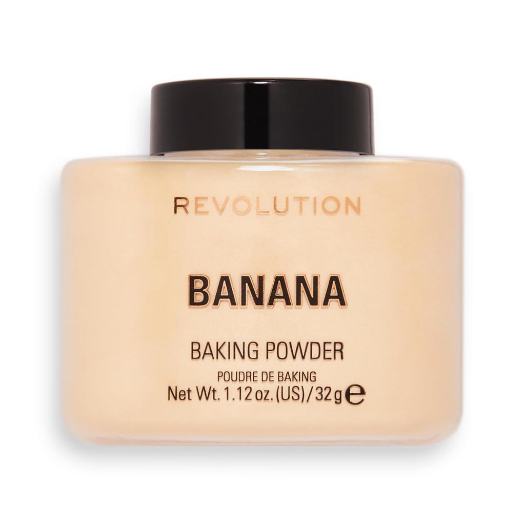Makeup Revolution Loose Baking Powder Banana | Brightening Yellow Setting Powder for Indian Skin | Long-Lasting Oil-Free Matte Finish | Crease-Free