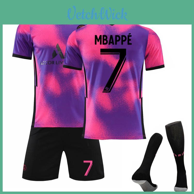 2021 Paris Third Away Purple 7 Mbappe Football Kit 4 Ramos Jersey 30 Messi Suit Polyester Fiber