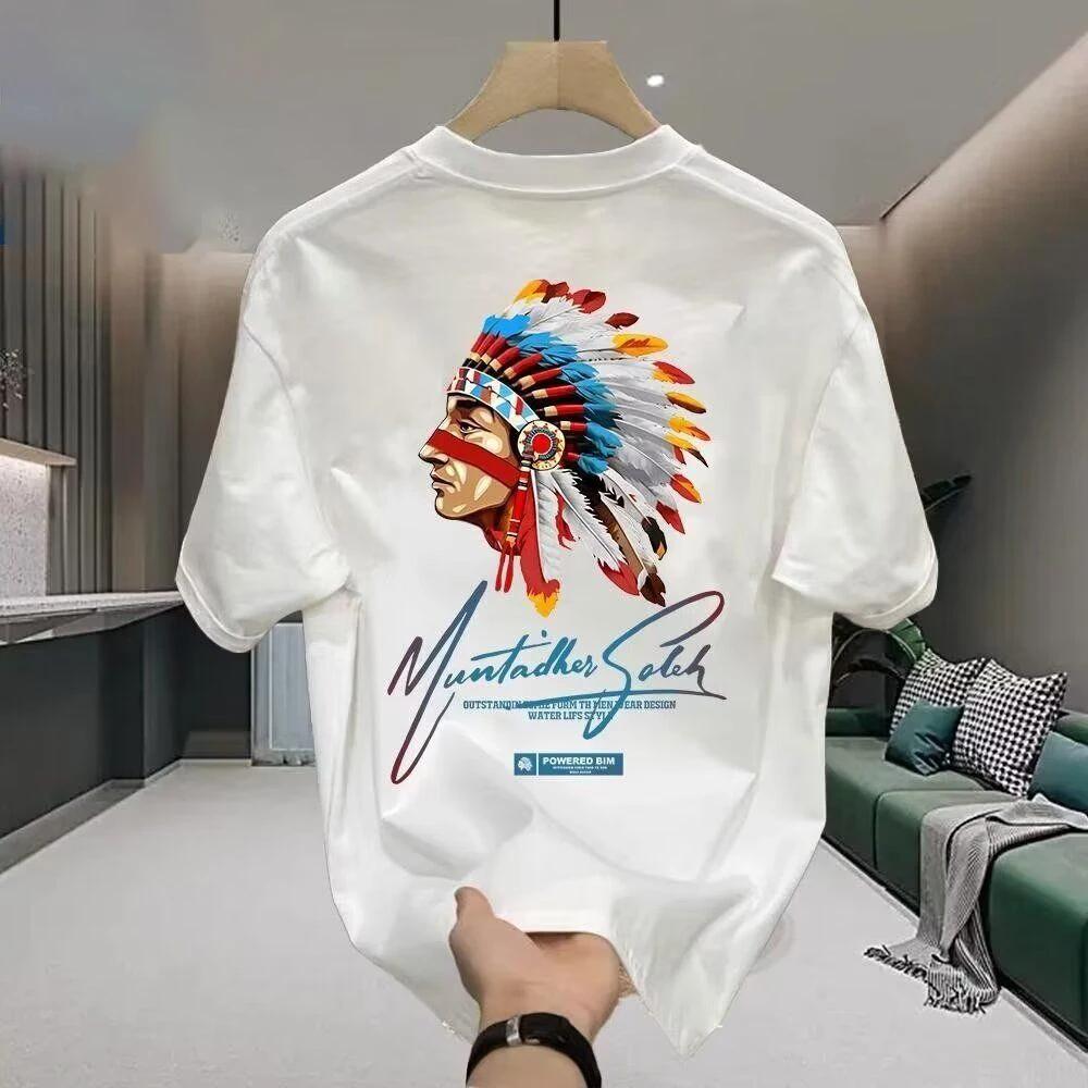 Men's Printed Summer T-shirt, Casual, Breathable and Comfortable 100% Pure Cotton T-shirt, Hip-hop Streetwear