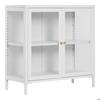 Buffet - EBUY24 - KITY - 2 Glass Doors - White Metal - 80x35x80 Cm