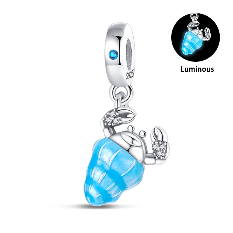 Summer 925  Silver Sailing Ship Lighthouse Luminous Ocean Series Charms Beads Fit Pan 925 Original Bracelets DIY Jewelry