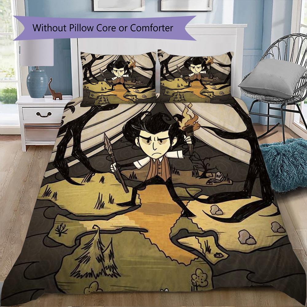 Don't Starve Pattern Bedding,Quilt Set Quilt Cover Pillowcase Home Birthday Gift (1*duvet cover+2*pillowcase,without core)XSJT0917009