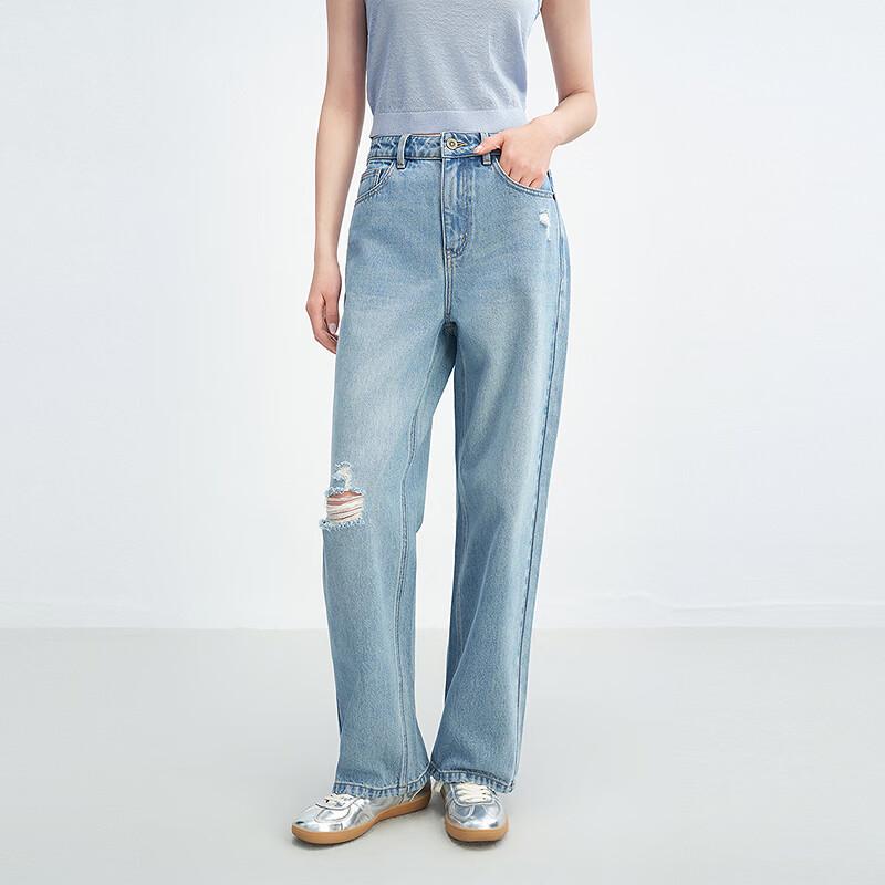 

Ledian Women s High-Waist Distressed Relaxed Straight-Leg Jeans L