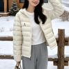 Rib down jacket women's new light and thin duck down annual short winter hooded women's coat