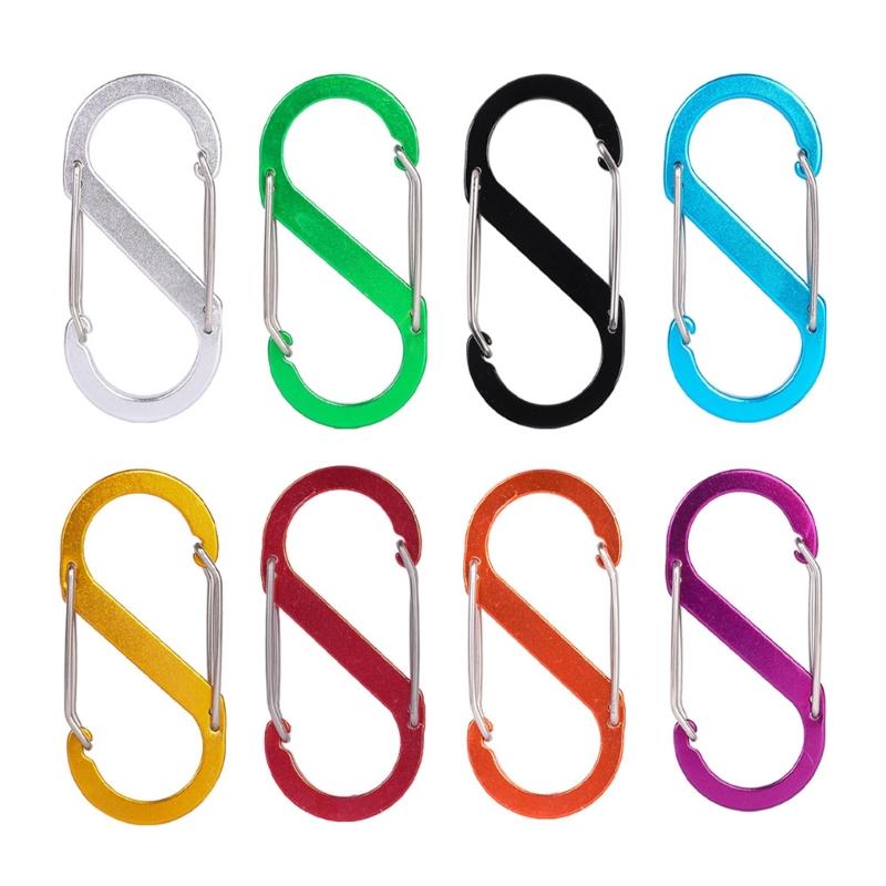 Aluminiumlegierungen S-förmiger Karabiner Doppel-Schnapphaken Karabiner Schlüsselanhänger Kleiner Federclip für Camping Angeln Reisen