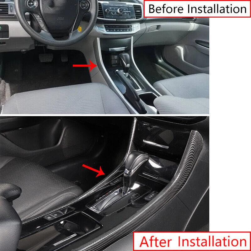 2Pcs ABS Carbon Fiber Central Console Gear Shift Side Strip Panel Trim For Honda Accord 2013 2014 2015 2016 2017