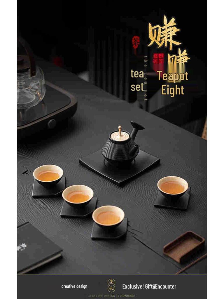 Japanese Light Luxury Kung Fu Tea Set: Elegant Teapot & Tea Cups for Elder Gifts & Souvenirs