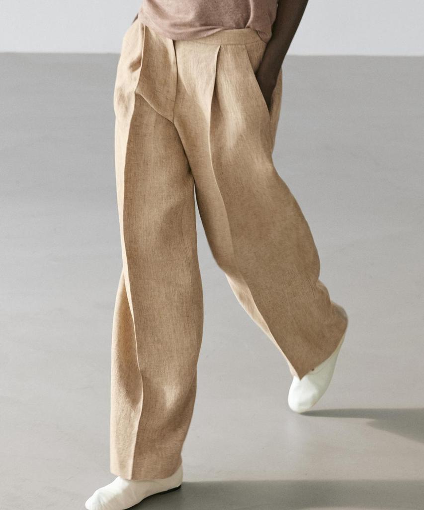Masimodutti Dart Detail Linen Fluid Pants