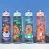 800ml Sticlă de Apă Desene Animate Capibara, Cană de Apă din Plastic, Portabilă, Capacitate Mare, Cu Pai, Sticlă de Apă Sport, Călătorie, Exterior