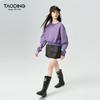 Tao Ding Girls' Letter Print Color-Block Fleece Sweatshirt