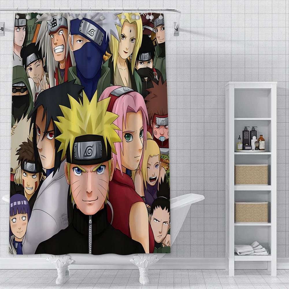 Hot Japan Anime N-NarutoS Shower Curtain Waterproof Polyester Fabric Paint Bath Curtains Home Bathroom Decor Curtain With Hook