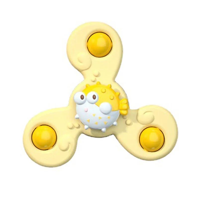 1PC Baby Cartoon Sea Animal Spinners Toy ABS Suction Cup Spinning Top Gyro Stress Reliever Kids Bath Toys