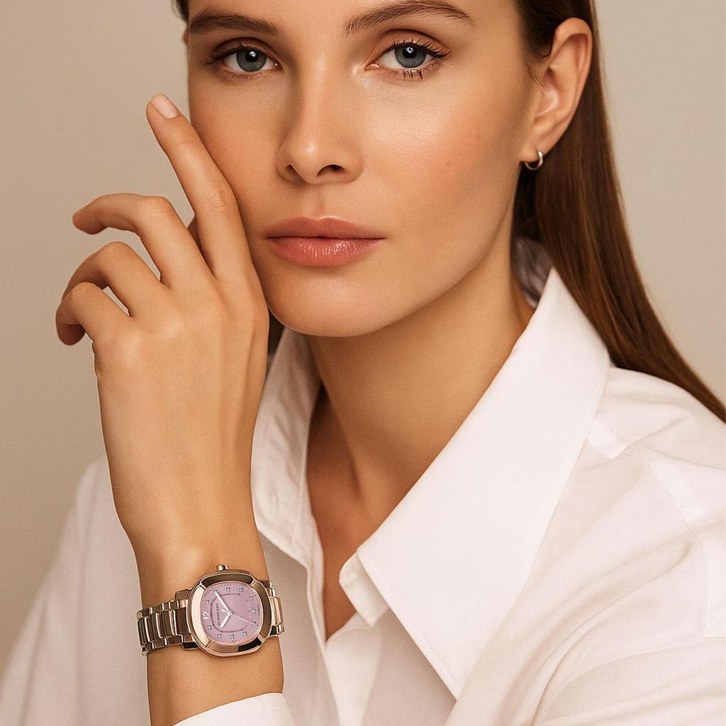 Burberry BBY1805 Die Britain Diamonds Damenuhren mit rosa Zifferblatt
