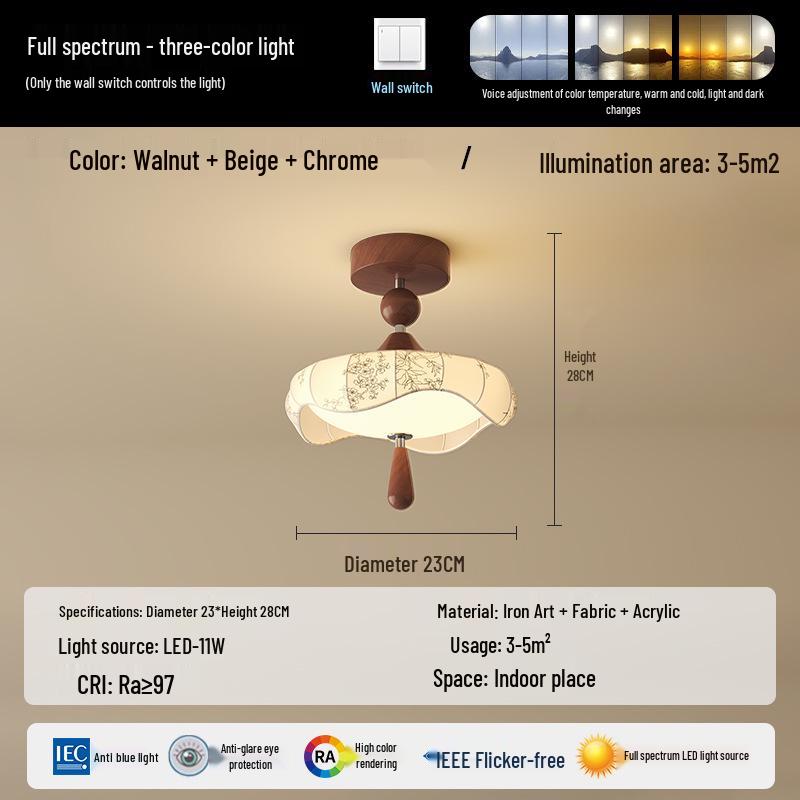 

Эстетичный тканевый светильник эпохи Сун для прихожей, коридора или балкона Full Spectrum Eye Protection - Three Color Light