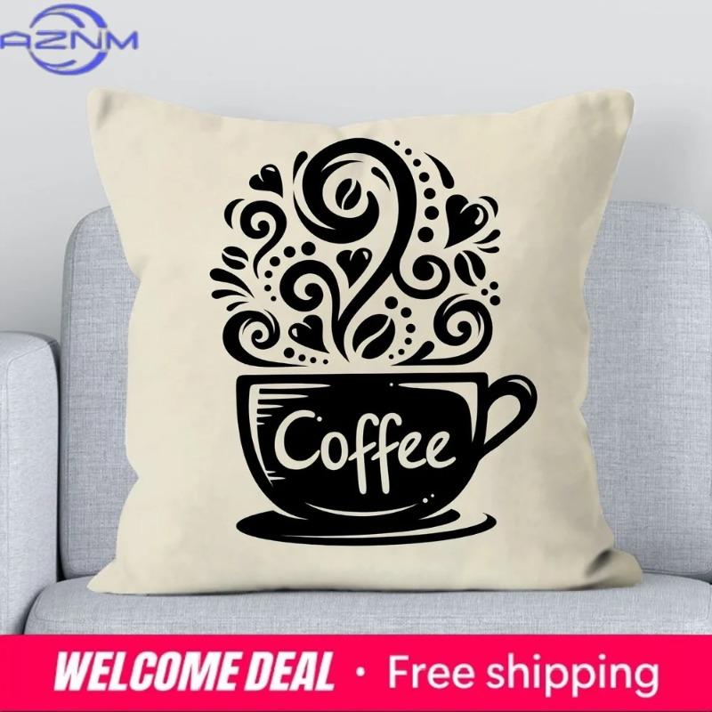 Office Sofa Cushion Cover Coffee Time Cushion Cover Pillow Decorative Printed Pillow Cover Home Furnishings